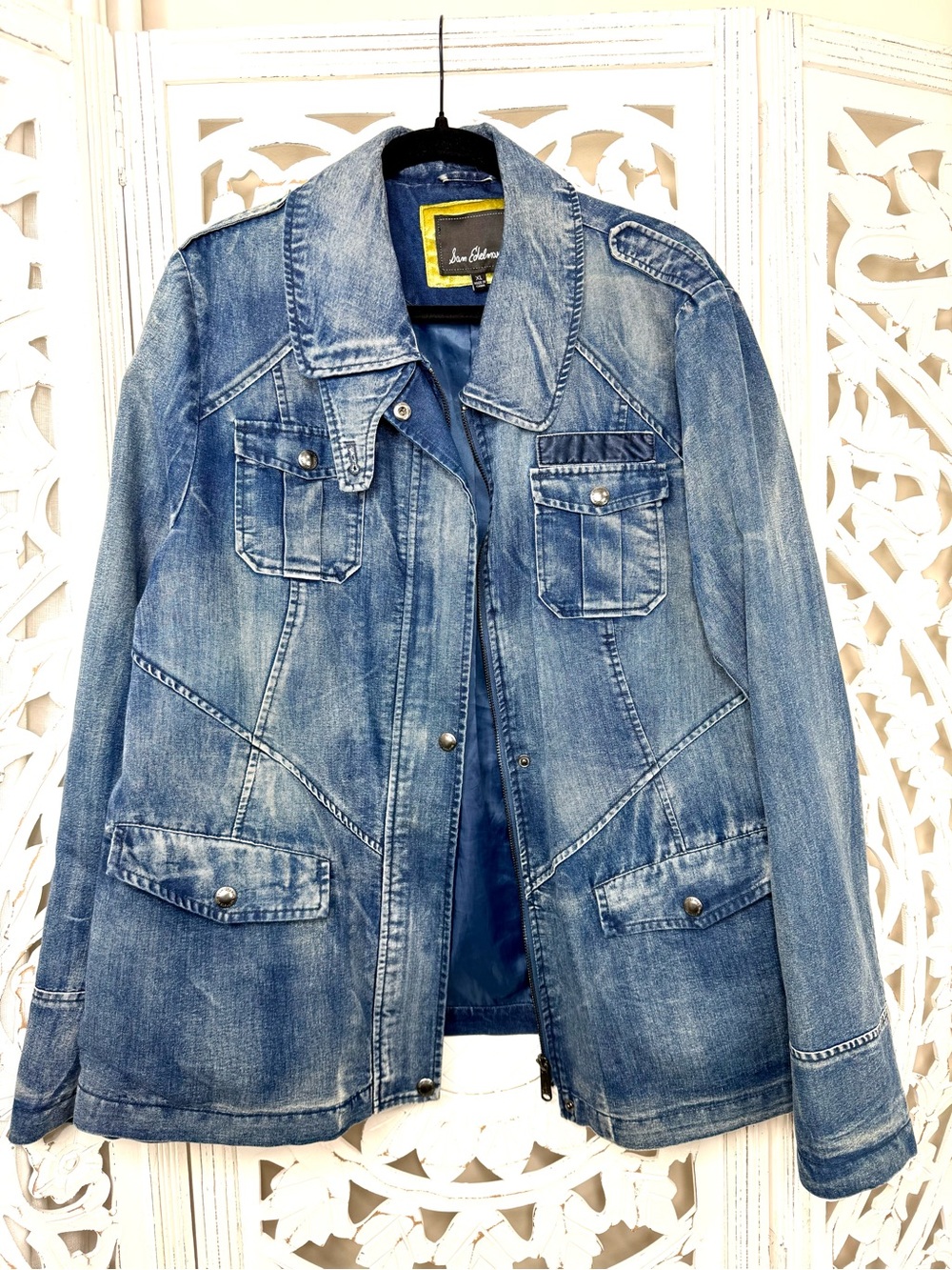 Sam Edelman Blue Denim Utility Jacket